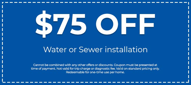 water or sewer installation discount coupon